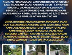 Perhatian Pengguna Jalan! BPJN 1,3 Bengkulu Akan Lakukan Pemangkasan Jalur Gunung Kepahiang-Bengkulu
