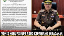 Vonis Korupsi UPS RSUD Kepahiang Dibacakan, Mantan Direktur dan Rekanan Dihukum 3 Tahun Penjara
