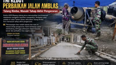 TNI Kebut Perbaikan Jalan Amblas Talang Rimbo, Pengecoran Jadi Tahap Penentu Akses Warga Kembali Normal