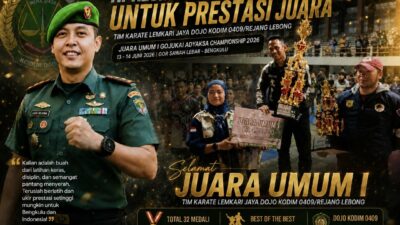 Dandim 0409/Rejang Lebong Apresiasi Karateka Juara Umum, Dojo Kodim Kembali Harumkan Nama Bengkulu