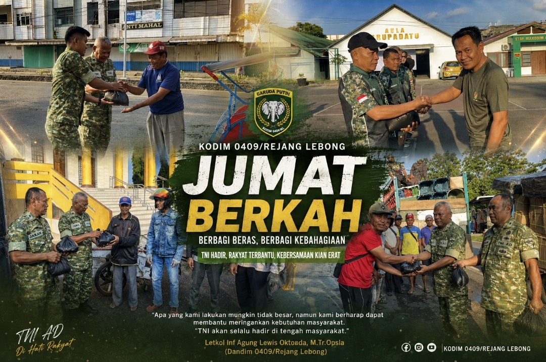 Sentuhan Kepedulian TNI, Kodim 0409 Rejang Lebong Tebar Kebaikan Lewat Jumat Berkah