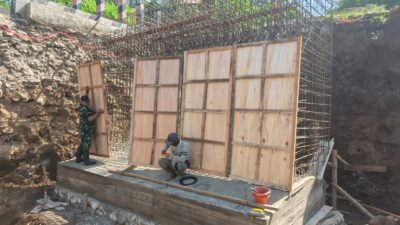 Progres Jembatan Perintis Garuda di Desa Air Merah Terus Melaju, Kodim 0409/Rejang Lebong Masuki Tahap Pemasangan Abutment