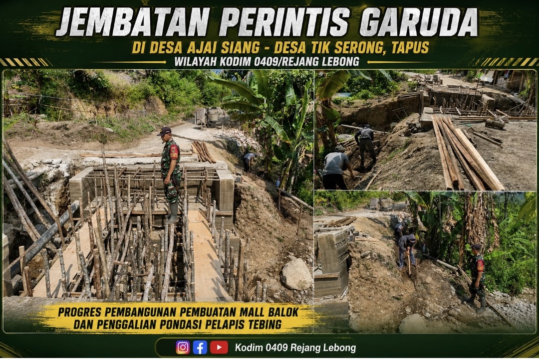TNI Terus Ngebut Bangun Jembatan Perintis Garuda, Akses Ajai Siang–Tik Sirong Segera Terhubung