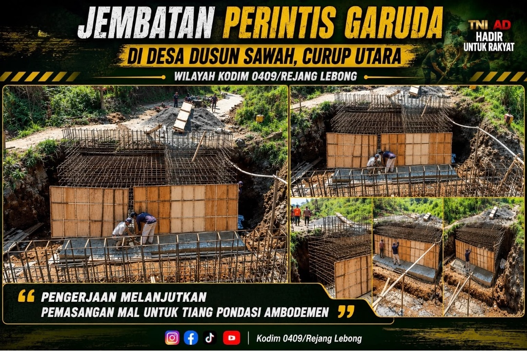 Semangat Gotong Royong Tak Pernah Padam, Kodim 0409/Rejang Lebong Kebut Pembangunan Jembatan Perintis Garuda di Dusun Sawah Semangat Gotong Royong Tak Pernah Padam, Kodim 0409/Rejang Lebong Kebut Pembangunan Jembatan Perintis Garuda di Dusun Sawah