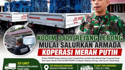 Kodim 0409 Mulai Salurkan Armada Koperasi Merah Putih, Ekonomi Desa Siap Melaju
