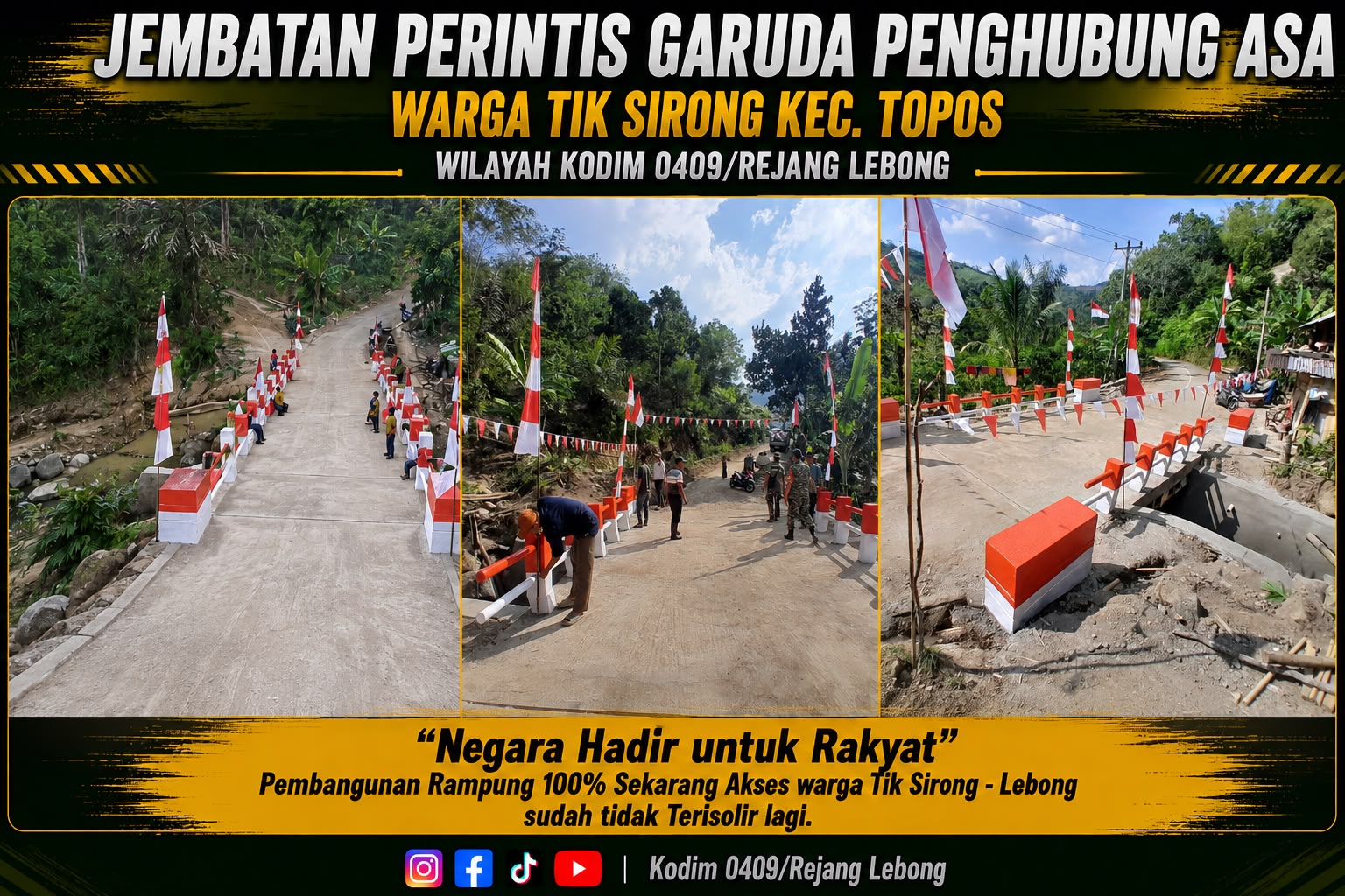 341 KK Kini Bisa Bernapas Lega, Jembatan Perintis Garuda di Tik Sirong Rampung 100 Persen