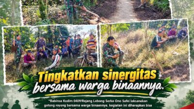 Babinsa dan Warga Barumanis Kompak Gotong Royong, Kebersamaan Jadi Kekuatan Jaga Kampung