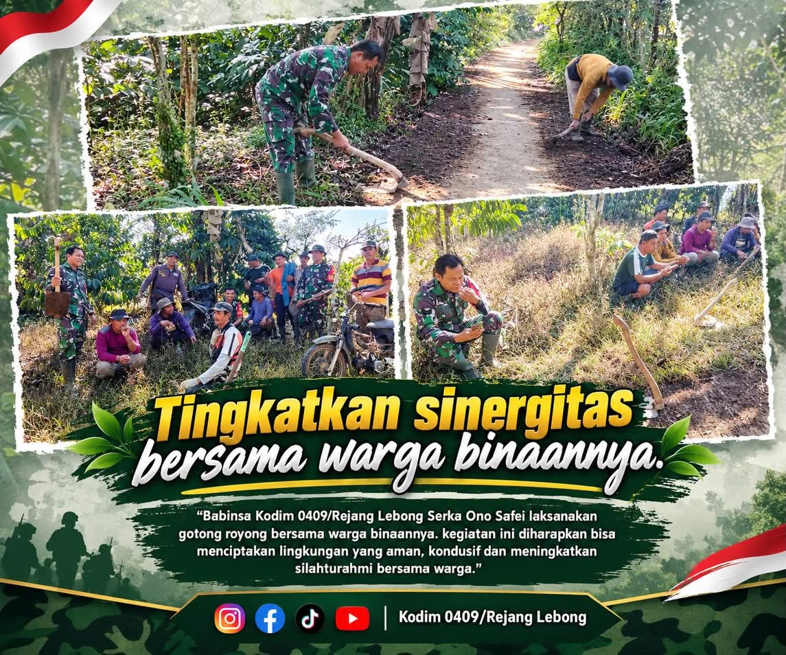 Babinsa dan Warga Barumanis Kompak Gotong Royong, Kebersamaan Jadi Kekuatan Jaga Kampung